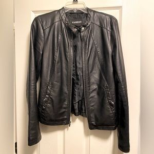 Express Women’s Black Faux Leather Jacket - Black - Size Medium